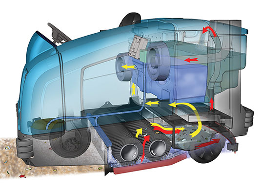 Tennant M20 sweeper-scrubber illustration